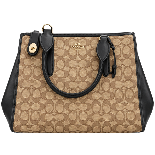 Coach Signature Canvas Crosby Carryall Satchel Bag Brown