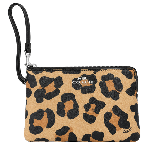 Coach Leopard Print Corner Zip Wristlet