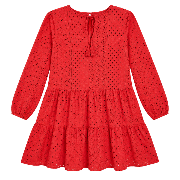 Goa Beachwear by Japna Eyelet Dress Size M Red Cotton