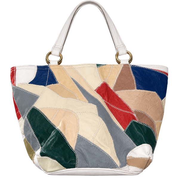 Vintage Michael Stevens Ltd Genuine Leather Patchwork Shoulder Tote Bag NWT