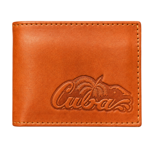 Cuba Brown Leather Bifold Wallet Souvenir ID Card Holder
