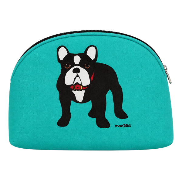 Marc Tetro French Bulldog Teal Cosmetic Makeup Bag