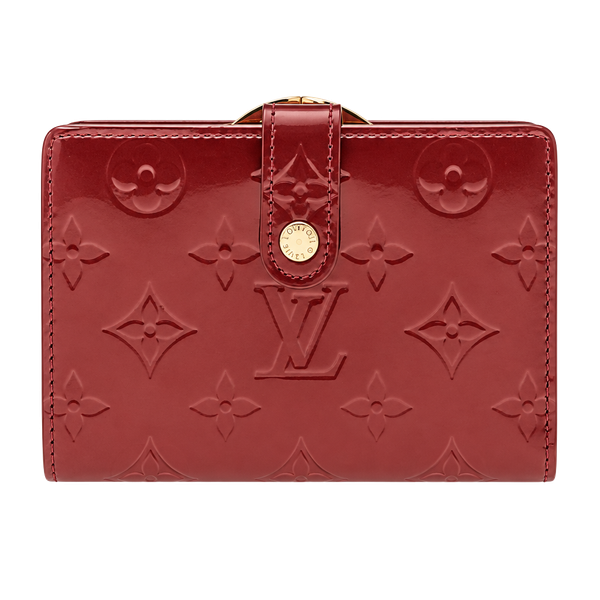Louis Vuitton Monogram Vernis Viennois Kiss Lock Wallet Red Patent Leather