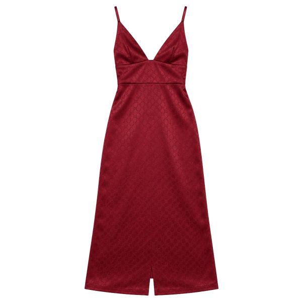 Makers of Dreams Satin V-Neck Midi Dress Size M Red
