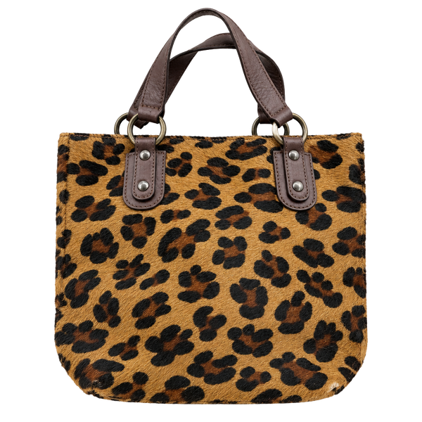 Maurizio Taiuti Leopard Print Calf Hair Leather Handbag Made in Italy