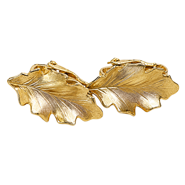 Monet Gold Tone Leaf Clip-On Earrings