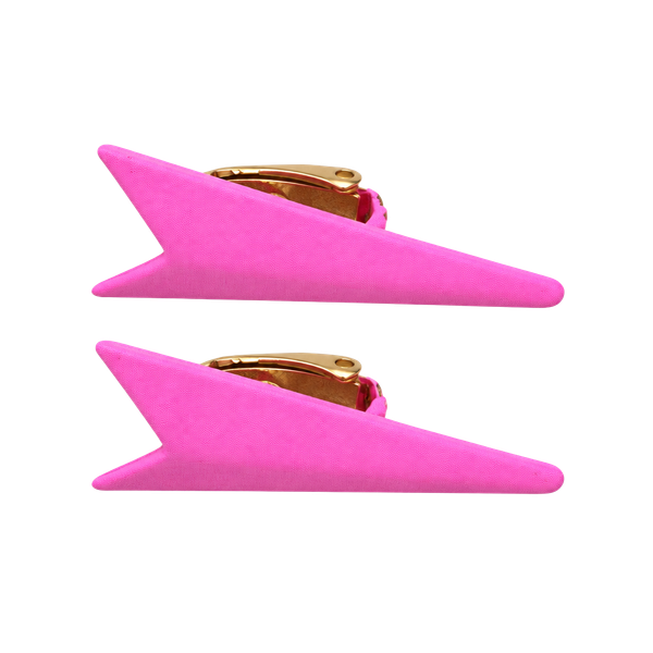 Vintage Triangle Enamel Clip-On Earrings 1980s Geometric Pink Gold-Tone