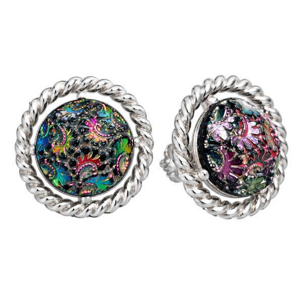 Sarah Coventry Northern Lights Clip Earrings Iridescent Glass