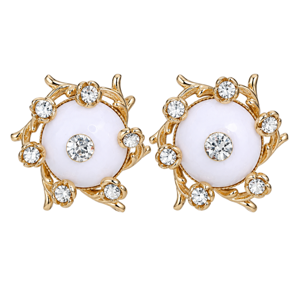 Vintage Coro Moonglow Lucite Rhinestone Screw-Back Earrings