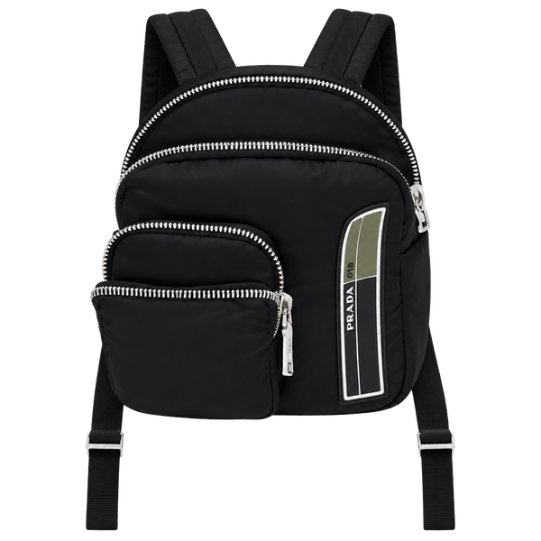 Prada Black Nylon Chest Pack, Olive Logo Stripe