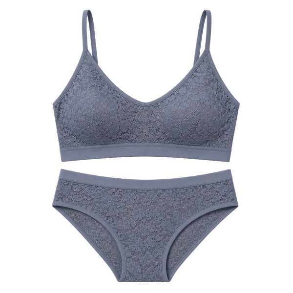 173 Lululemon Soft Stretch Lace Scoopneck Bralette Solar Grey Sz MEDIUM