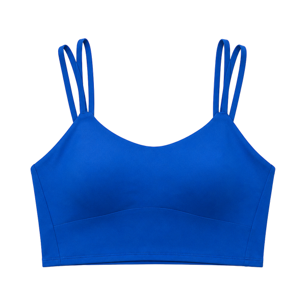 006 Lululemon Like a Cloud Longline Bra Beach Ball Blue B/C Cup sz 10