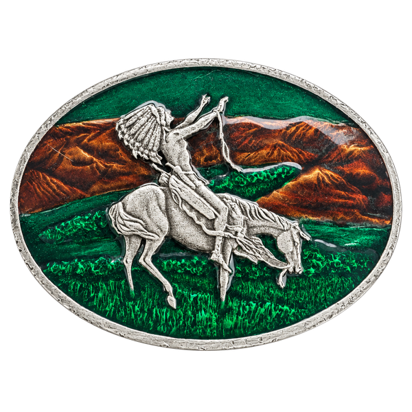 Bergamot Brass Works Chief Joseph End of the Trail Belt Buckle Enameled
