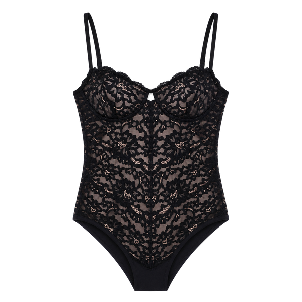 Black Charlotte Balconette Bodysuit