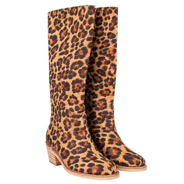 Leopard Print Calf Hair Tall Boots