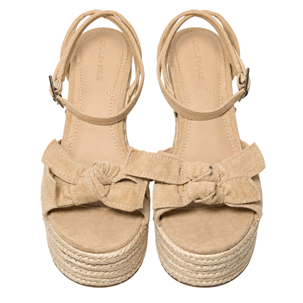 Kendall + Kylie Gwenn Wedge Size 7 M Nude Suede Bow Espadrille