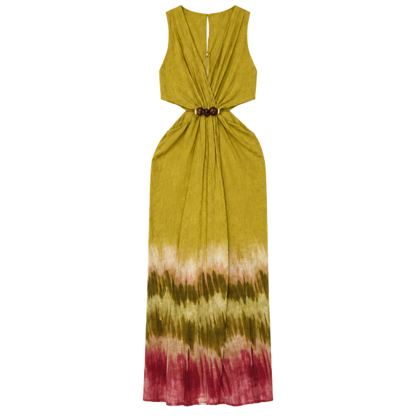 Zara Cut-Out Tie-Dye Midi Dress Size M Green Pink Multi
