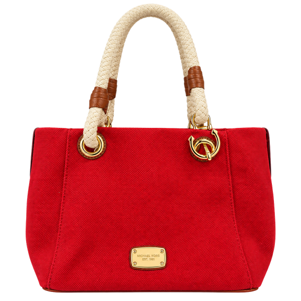 Michael Kors Marina Canvas Tote Red Rope Handle