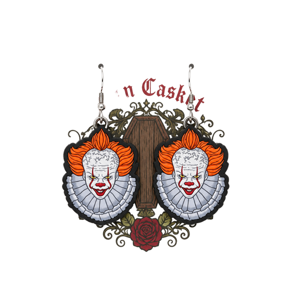 Open Casket Pennywise It Clown Horror Earrings