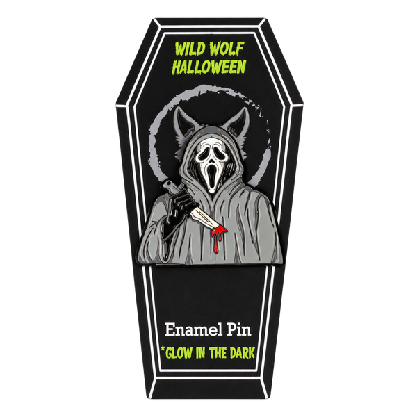 Wild Wolf Halloween Ghostface Scream Killer Enamel Pin Glow In The Dark