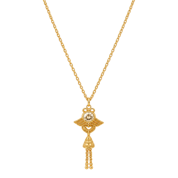 Unbranded Gold Tone Crystal Filigree Pendant Necklace with Tassel