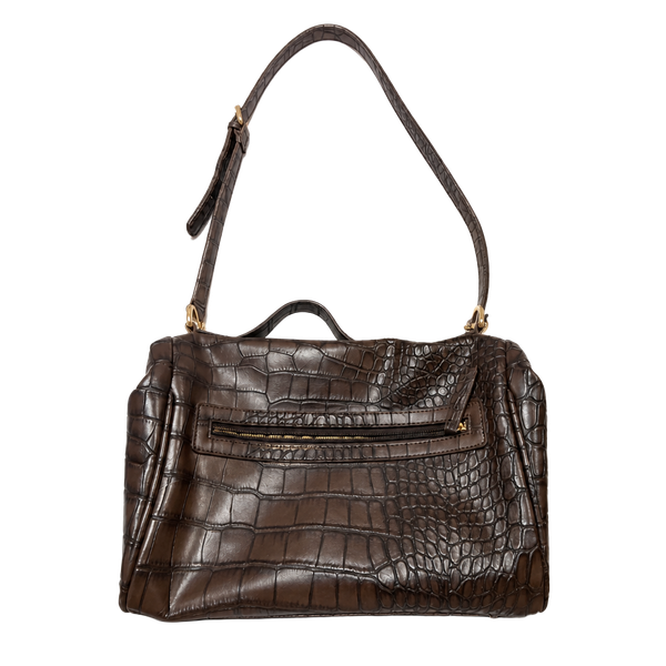 Patricia Nash Brown Crocodile Embossed Leather Handbag