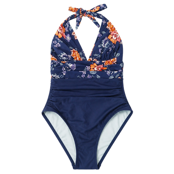 Cupshe Women's Floral Halter Tummy Control One-Piece Swimsuit Size M