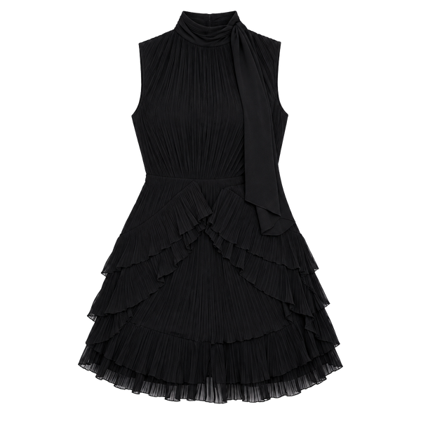 Lulus Pleated Mini Dress Size L Black