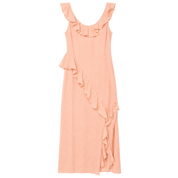 Peach Ruffle Sleeveless Maxi Dress Size XL Chiffon NWT Coquette Romantic