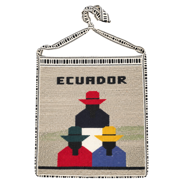 Handmade Ecuador Woven Wool Crossbody Bag Gray Folk Art