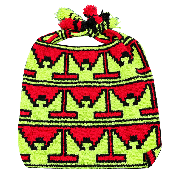 Handmade Woven Geometric Pattern Shoulder Bag with Tassels