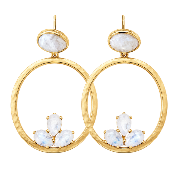 Toni May Moonstone Cluster Gold Earrings
