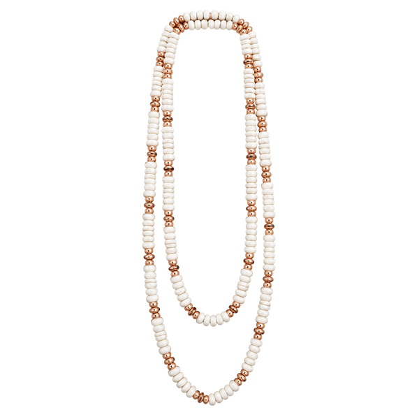 Unbranded Bone And Wood Bead Layered Long Necklace