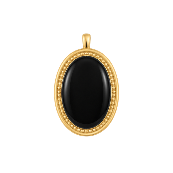 Vintage Black Onyx Gold Filled Brooch Pendant