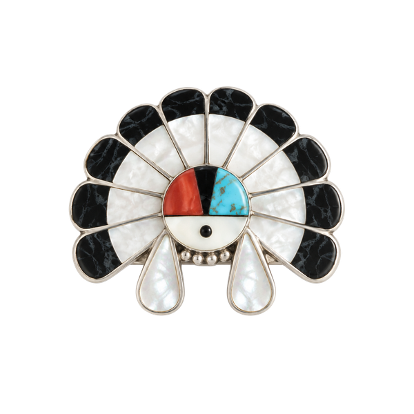 Vintage Zuni Sterling Silver Sunface Pin Pendant