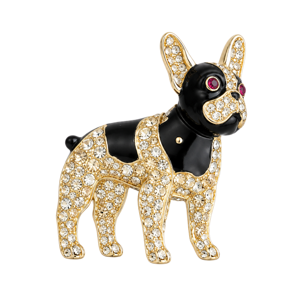 Crystal Enamel French Bulldog Rhinestone Dog Brooch Pin
