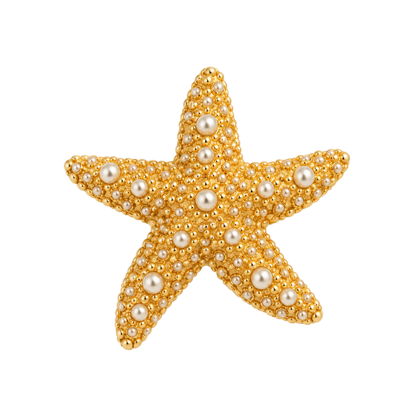 Swarovski Crystal Gold Tone Starfish Brooch Pin
