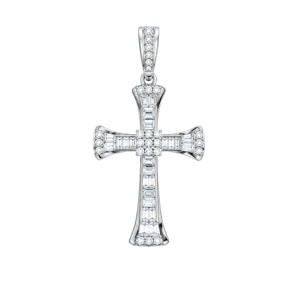 Moissanite Sterling Silver Cross Pendant 
