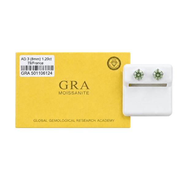#178 Gra Moissanite Peridot Stud Earrings 1.22ctw Sterling Silver