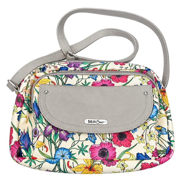 MultiSac Zippy Triple Compartment Crossbody Bag White Belladonna Floral