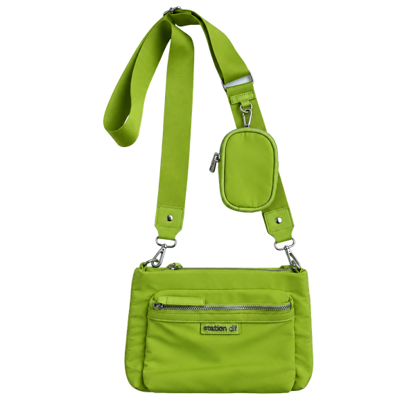 Madden Girl Crossbody Bag Lime Green Nylon with Pouch