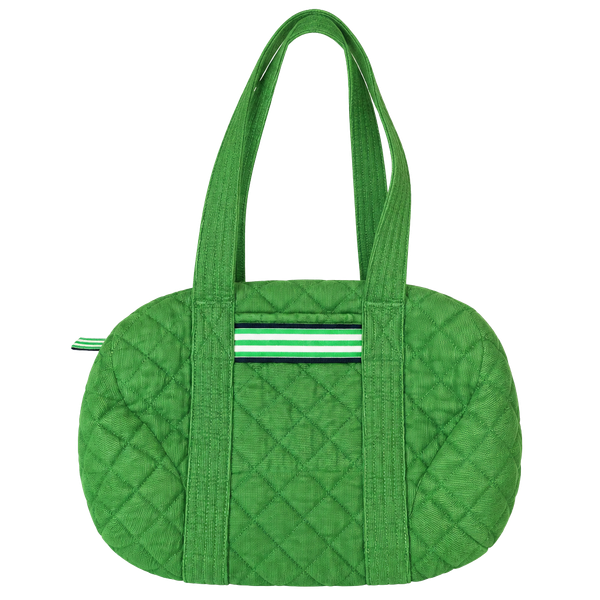 Pomegranate Green Quilted Duffel Bag with Accent Trim