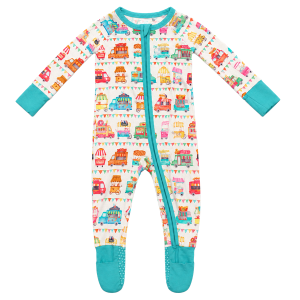 The Sleepy Sloth Food Truck Print Zip Jammies Size 3-6