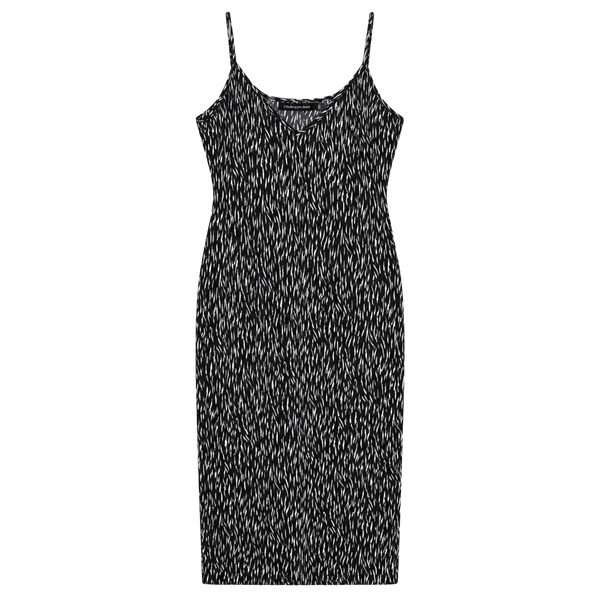 Calvin Klein Jeans Black White Animal Print Satin Slip Midi Dress LRG Timeless 