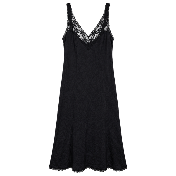 Vintage 80s Maidenform Black Lace Slip Dress Nightgown Lingerie Size 36 USA