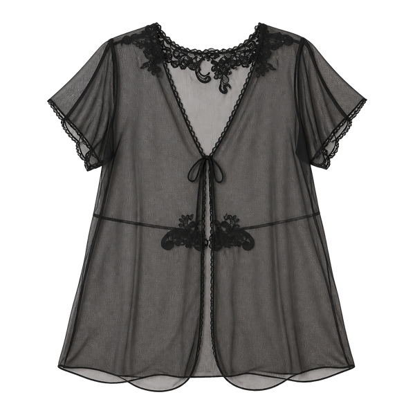 Sexy Sensual Coutures Black Sheer Lace Embellished Robe 22/24 Lingerie 