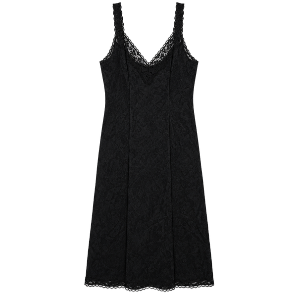Vanity Fair Slip Dress Size 32 Black Nylon Lace Trim