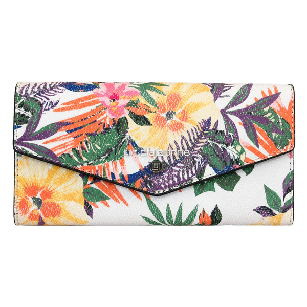 VTG Wallet Trifold Tropical Long Floral Print Liz Claiborne Resort Vacation 
