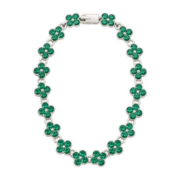 Clover stone Tennis Bracelet Green Silver-tone