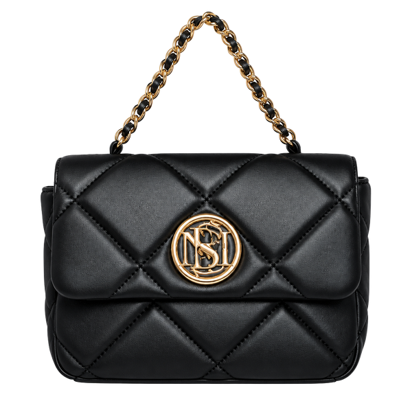 Studio Badgley Mischka Small Quilted Bag Black Letter Lock